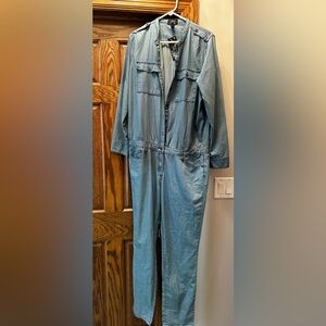 Denim, chambray wide leg jumpsuit NWT